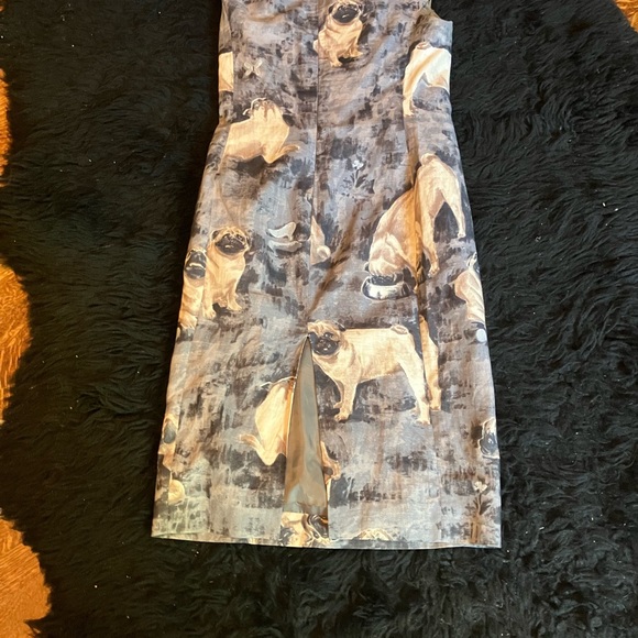 Iconic Moschino Charcoal/blue/taupe/black Pug Pattern Midi Dress - Picture 2 of 8